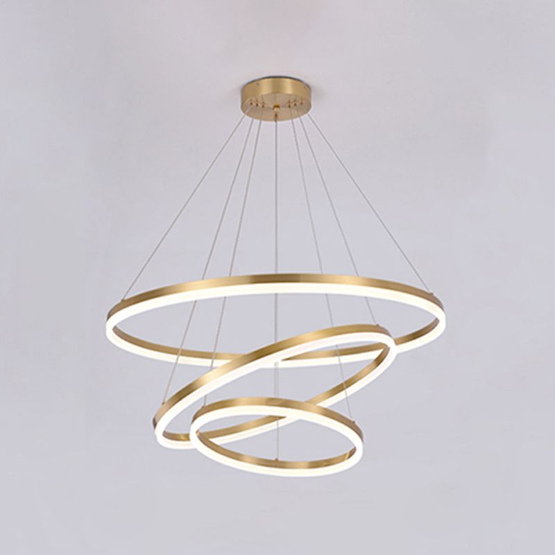 Fissaggi del lampadario a più luci di illuminazione anello moderno lampada appesa con ombra acrilica bianca