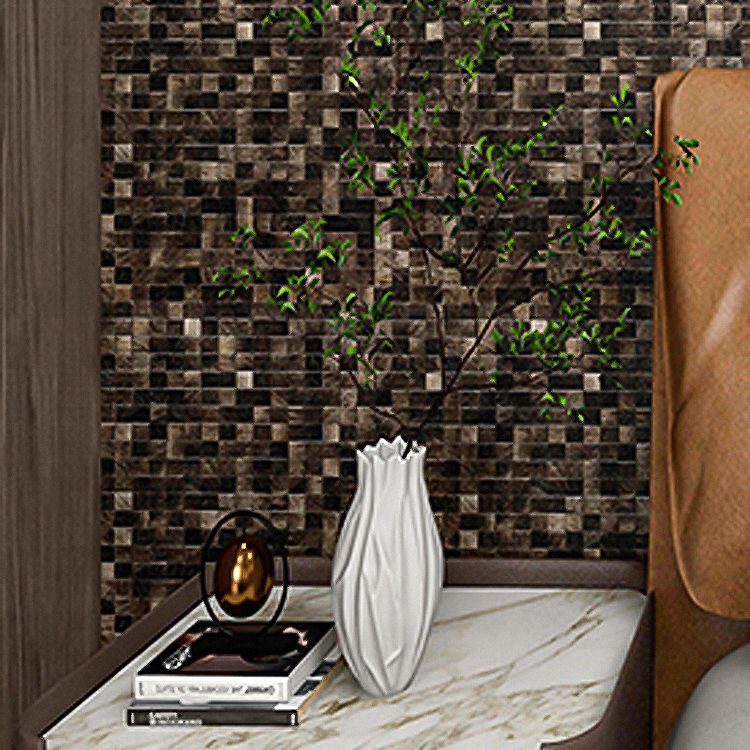 Mosaic Tile Wallpaper Square Shape Peel & Stick Mosaic Tile with Metal Look