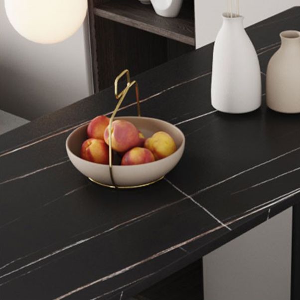 Modern Bar Table Set 1/2/3 Pieces Stone Rectangle Bar Set with Upholstered Stools