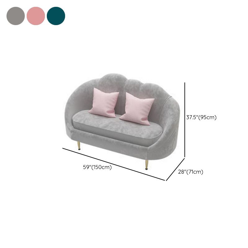 Contemporary Velvet Sofa with Sloped Arm and Tight Back for Apartment