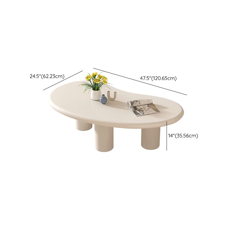 Modern Irregular Coffee Table 3 Legs Cocktail Table Set in White