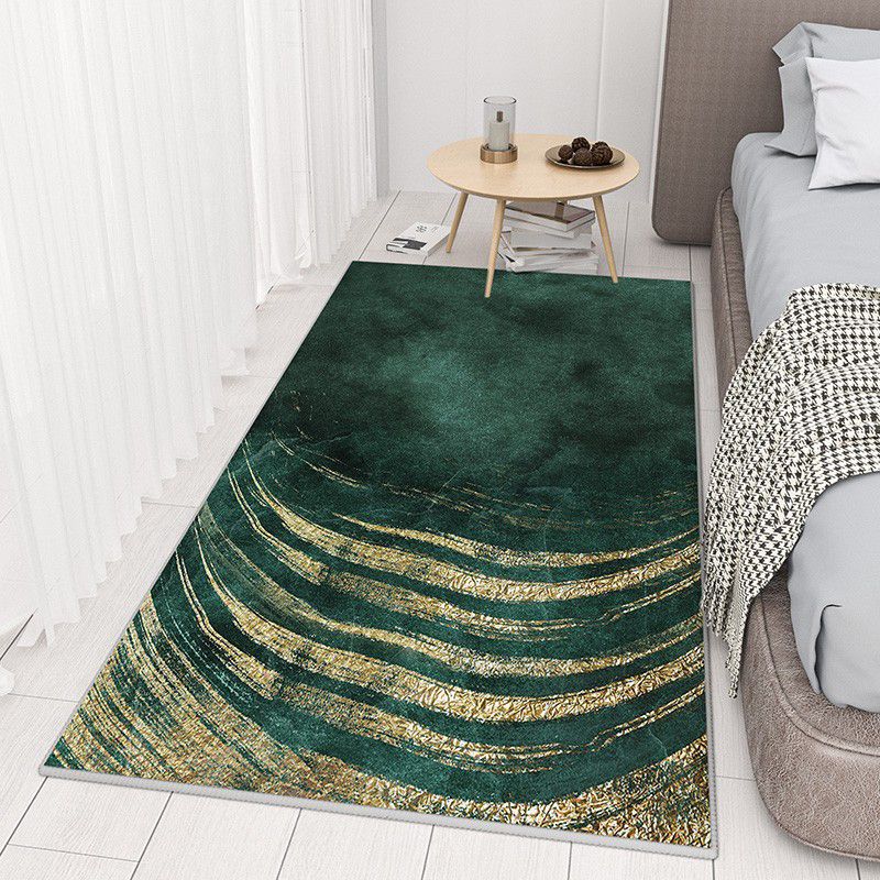 Donkergroene moderne tapijten polyester lijn tapijt vlekbestendig tapijt voor woonkamer