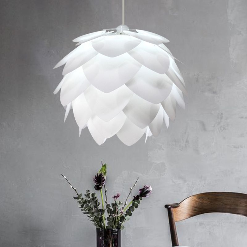 White Squama Ceiling Pendant Nordic 1 Light Plastic Suspension Light for Dining Room