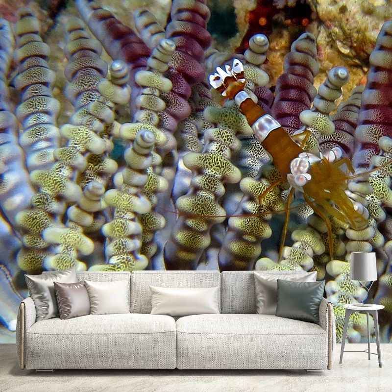 Fashionable Wall Mural Coral Patterned Drawing Room Wall Mural