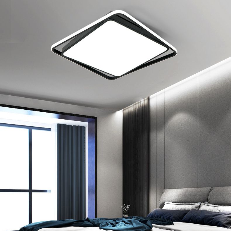 Éclairage de plafond affleurant acrylique géométrique de montage affleurant mené noir de style moderne