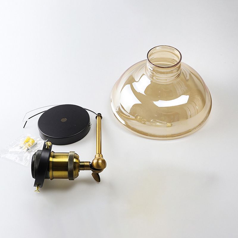 Geometric Shade Wall Lighting Modern Simple Style Glass 1 Light Sconce Light in Amber