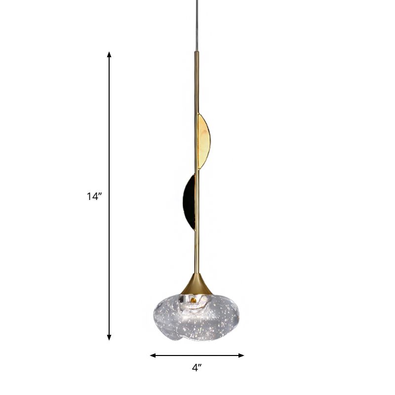 Palla trasparente mini ciondolo luce contemporanea cristallo 1 camera da letto giù per l'illuminazione a metà round