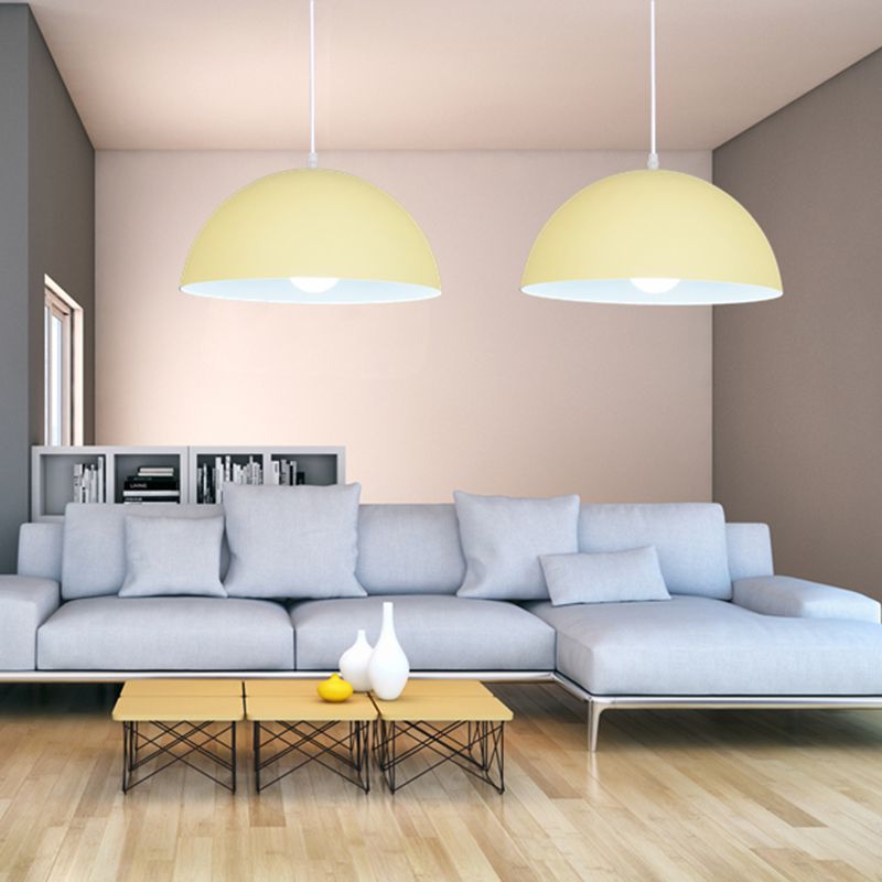 Metal Bowl Shade Hanging Lights Modern Macaron Style 1 Light Hanging Mount Fixture for Supermarket