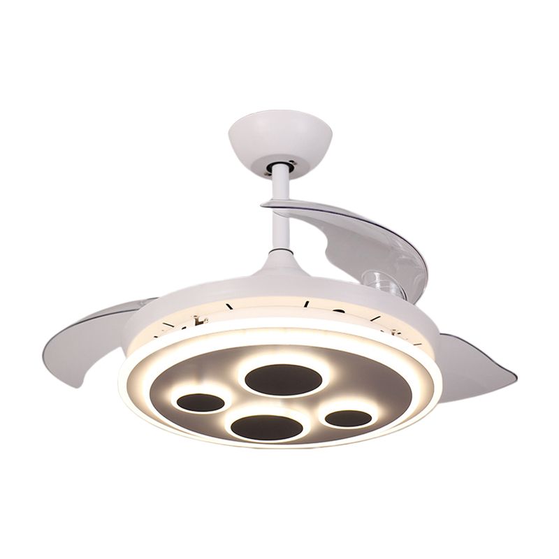 42 "W witte cirkel semi -spoeling eenvoud acryl 3 messen led hangende ventilatorverlichting voor salon