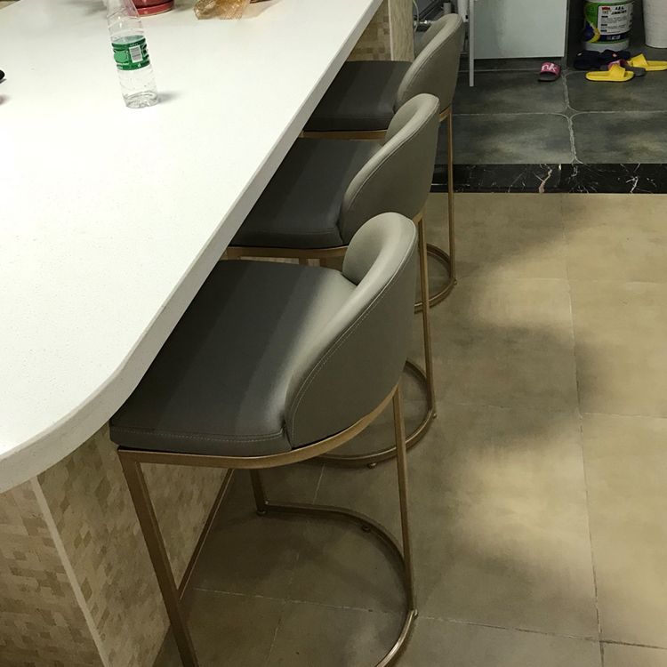 Glam Faux Leather Counter Height Stool Metal Bar Stool Bar Stool with Footrest