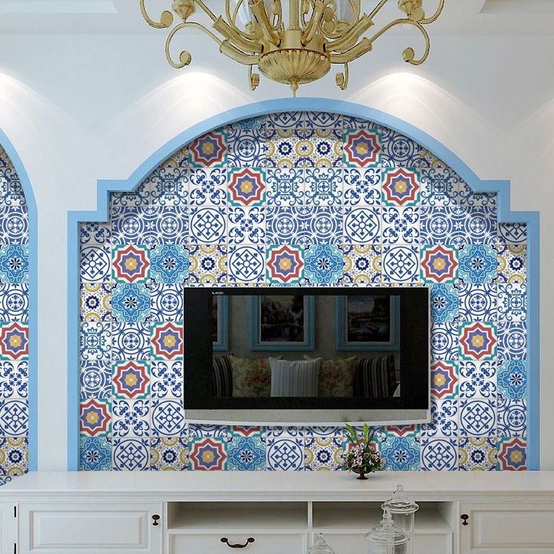 Removable Scroll Flower Wallpaper Border PVC Bohemia Wall Covering for Kitchen Backsplash