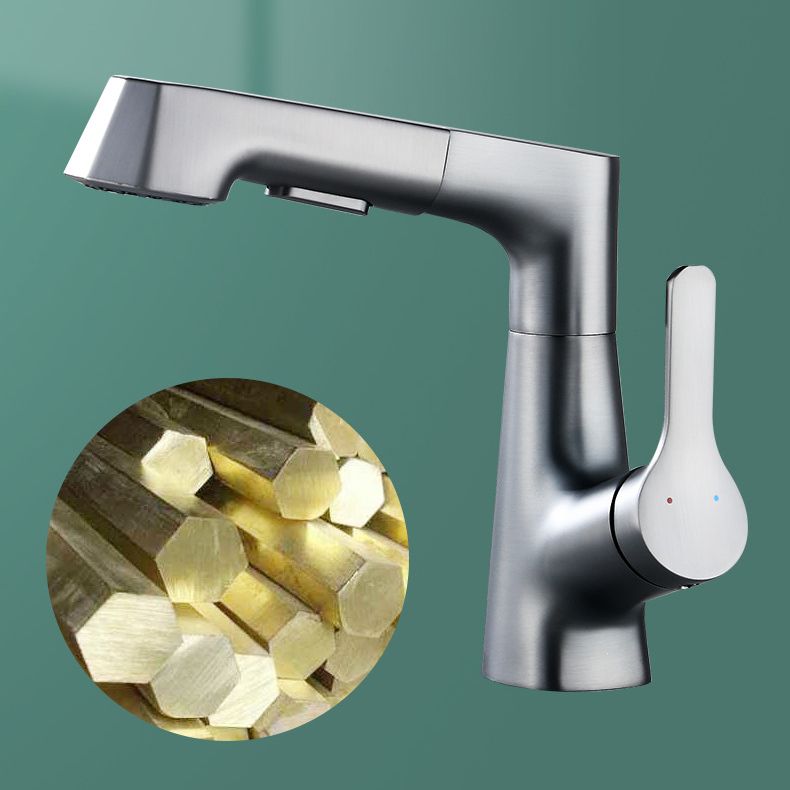 Contemporary Sink Faucet Plian Low Arc Brass Centerset Lavatory Faucet