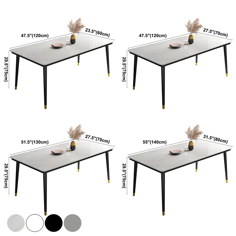 Table à manger de cuisine en pierre fritrée moderne avec base de 4 jambes avec base de 4 jambes