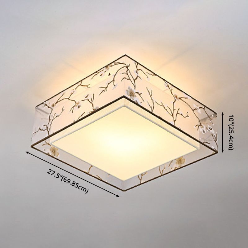 Stampato Tessuto Shade Flush Montaggio Country Style Camera Soffitta Flush Light con Acrylic Diffuser