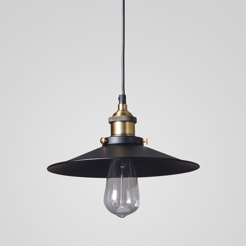 Lampada a soffitto a sospensione a sospensione Black Finish Finitura in metallo retro 1 kit di luce appesa a lampadina