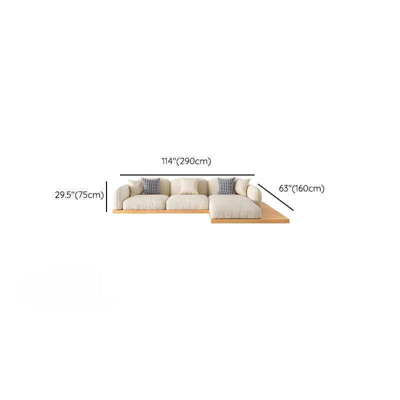 Contemporary Velvet Sectional Sofa with Pillows Back and Square Arms