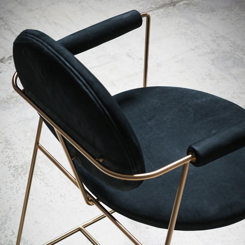 Contemporary Style Arm Chair Open Back Side Dining Chair with Metal Base for Dining Room