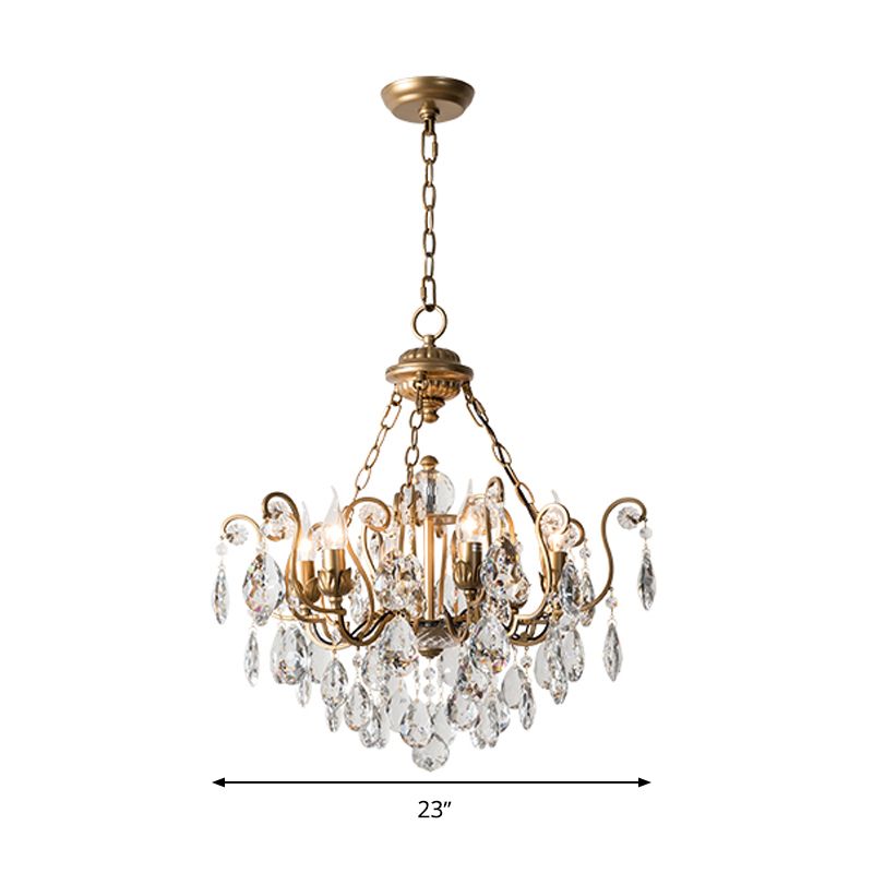Candlestick Crystal Ceiling Chandelier Traditional 6/8/10 Lights Living Room Down Lighting Pendant in Brass