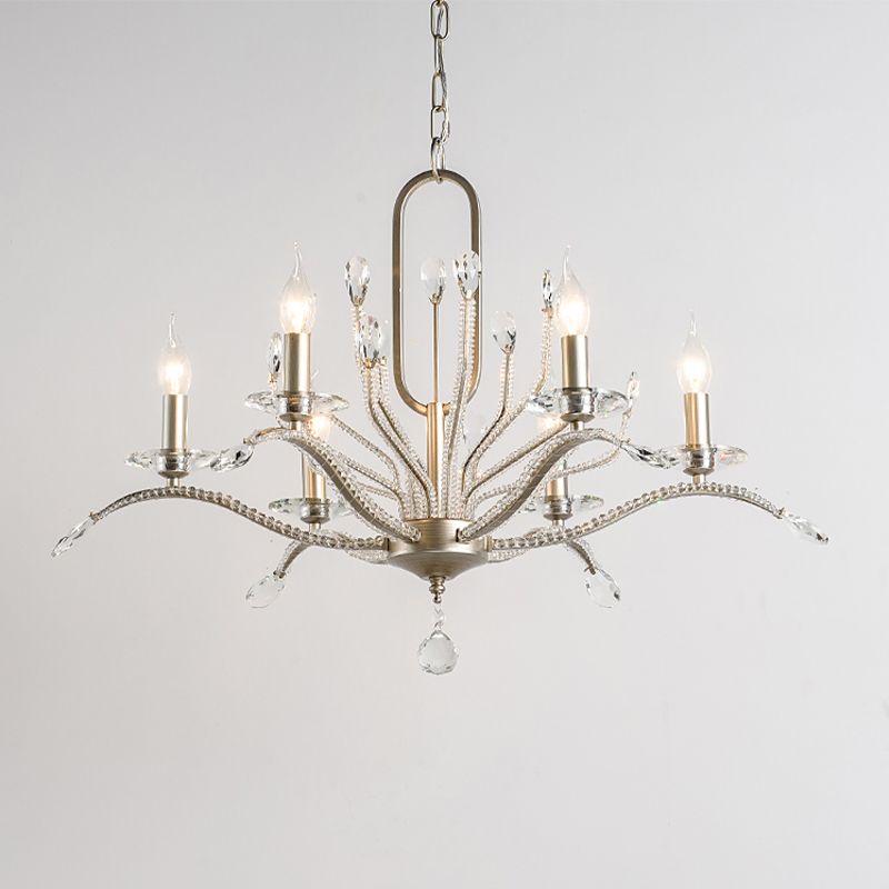 6/8 lumières Crystal lustre lamp minimalisme argent candélabre salon suspendu luminaire