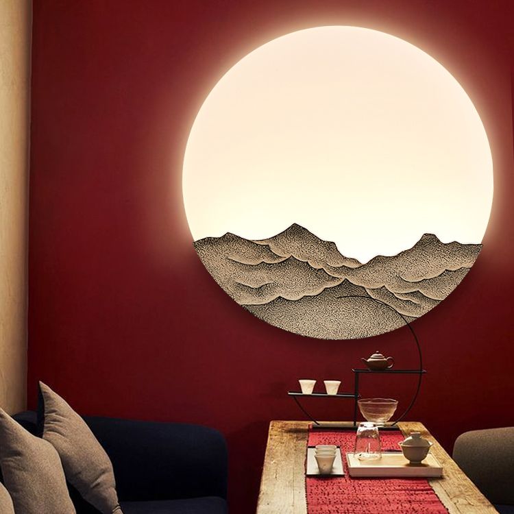 Circle Modern Wall Light Acrylic Grey 1-Light Wall Mount Light for Bedroom