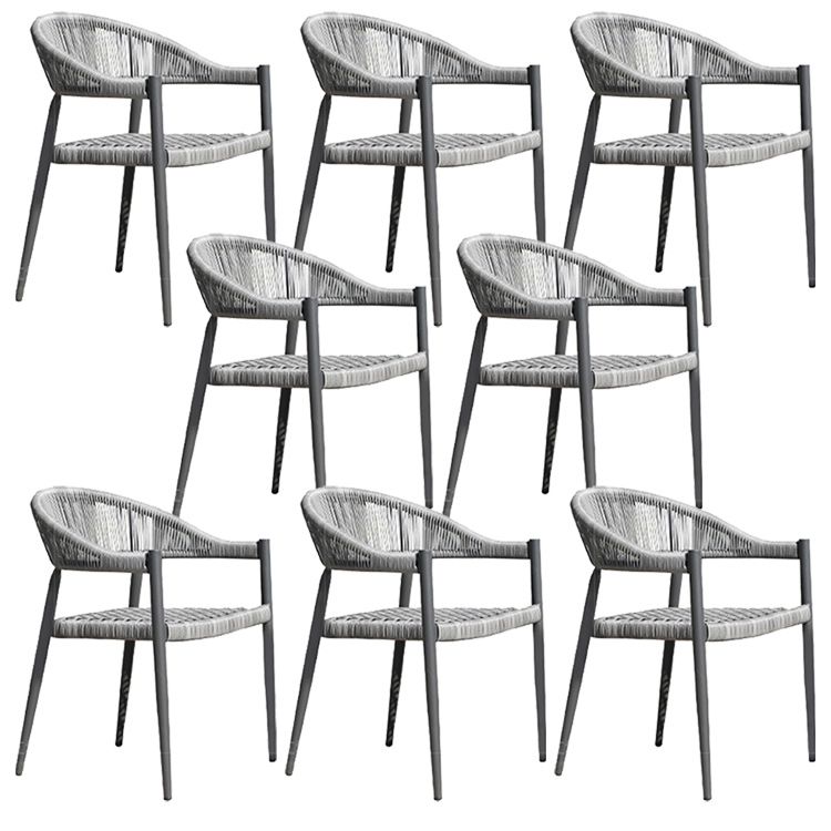 Tropical Grey Patio Dining Chair with Aluminum Base Stacking Chairs