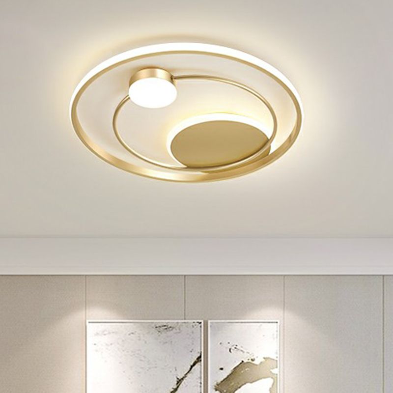 Minimalistisch Led Oberfläche Mount Ceiling Light Gold Kreisförmige Flushmount mit Acryl Schatten