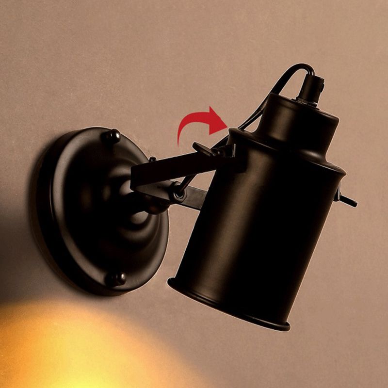 1 Light Geometric Industrial Metal Wall Lighting Fixtures in Black