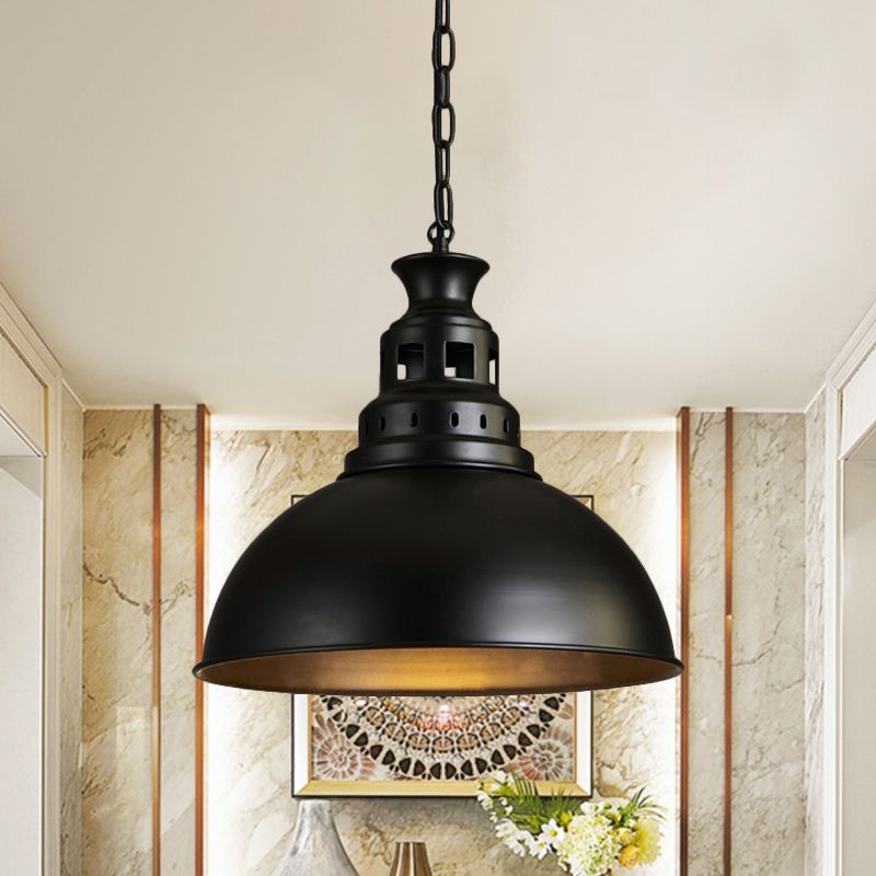 Lampada appesa a 1 luce in ottone/ottone Loft Style Metallic Dome Ombra a soffitto a soffitto per sala da pranzo