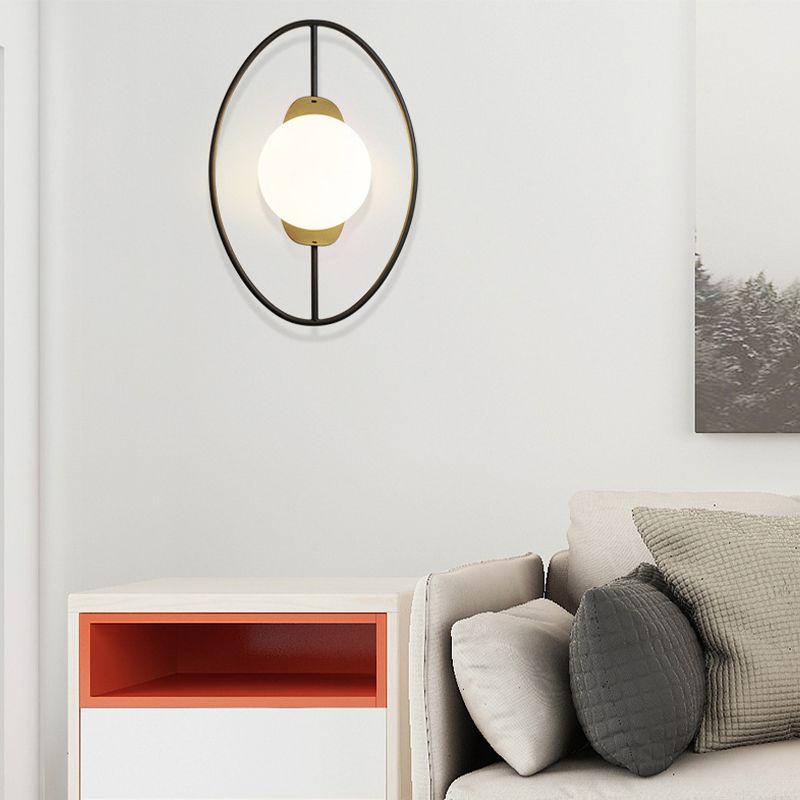 Contemporary Wall Sconce Globe Shade Wall Light Fixture for Bedroom