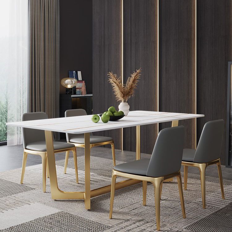 Sintered Stone Dining Table Industrial Dining Room Table with Trestle Base