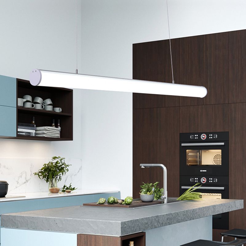 1 luminaire linéaire linéaire modernisme suspension à l'île métallique en blanc