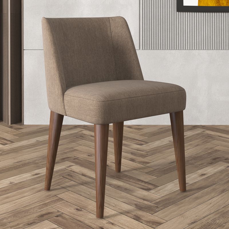 Scandinavian Ash Parsons Chair Gray Wood Dressing Chair in Natural Walnut