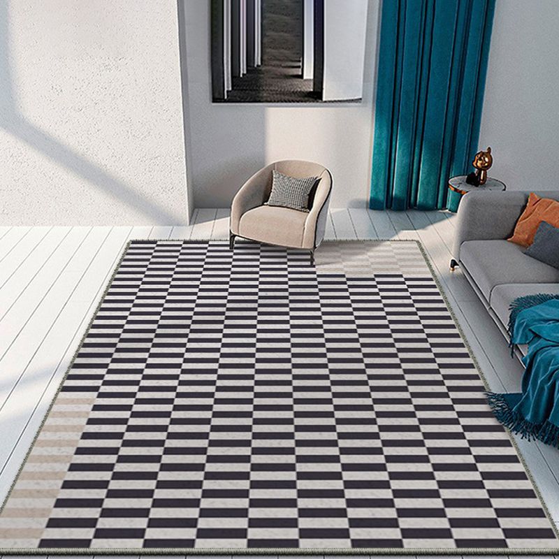 Light Grey Striped Rug Polyester Simple Area Rug Washable Rug for Living Room