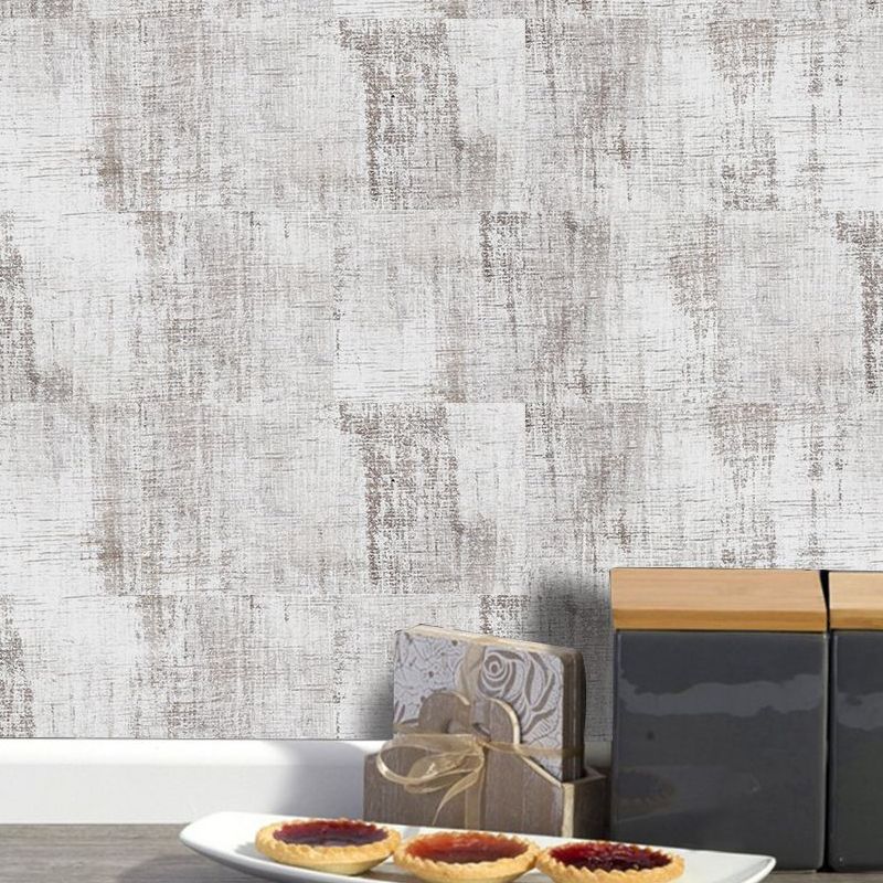 Countryside Wood Look Wallpaper Panels Grey Peel and Stick Wall Art for Dining Room