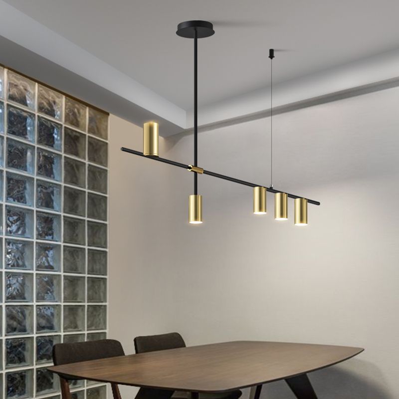Linear Cylinder Lighting Fixtures Contemporary Metal Island Pendants for Kitchen