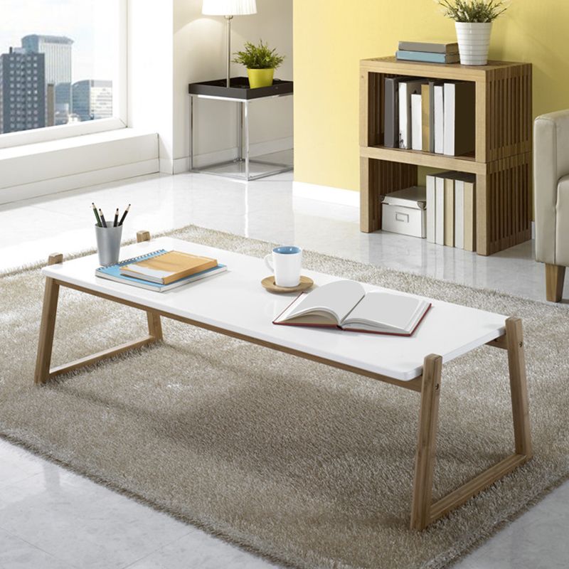 Contemporary Rectangle Top Coffee Table Wooden Sled Cocktail Table