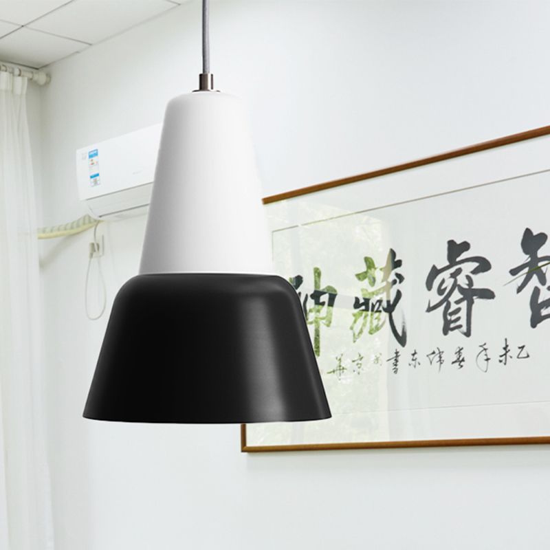 Cone Hanging Light Fixture Macaron Metal 1 Head 6.5"/10.5" Height Pink/Blue/Black Pendant Ceiling Light