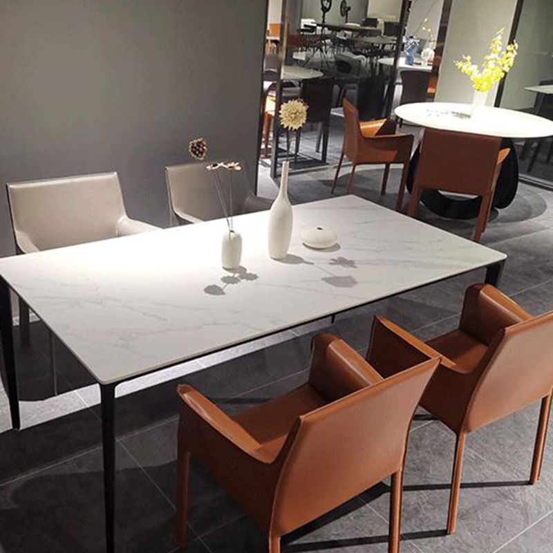 Upholstered Dining Room Chair Modern Style Faux Leather Arm Chair