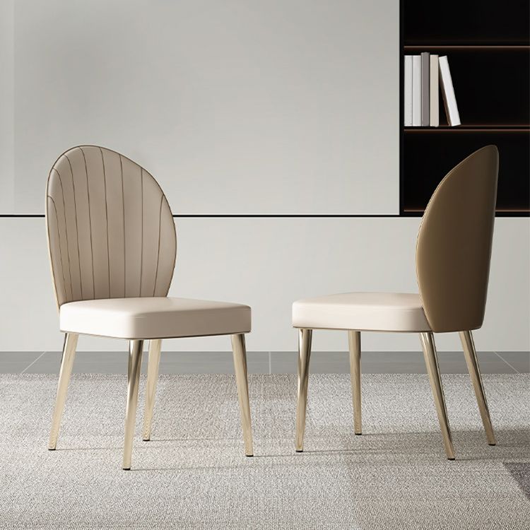 Glam Faux Leather Side Chair Indoor Upholstered Armless Dining Chair