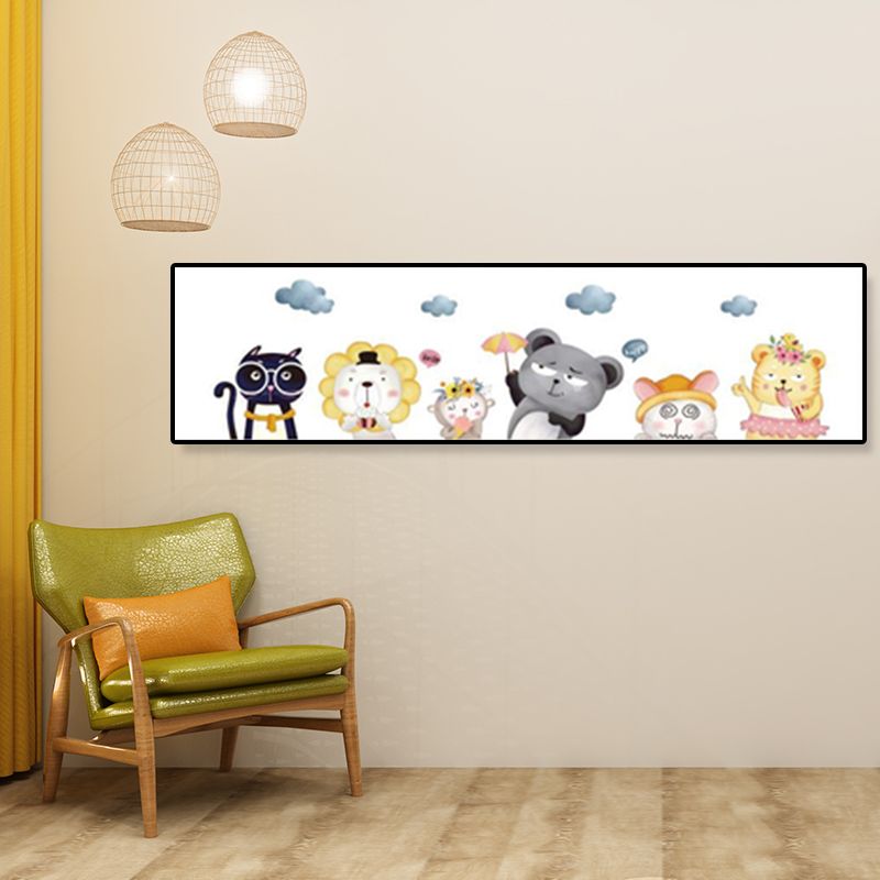 Dessin d'animaux sur toile, couleur Pastel, décoration murale de dessin animé pour chambre d'enfant