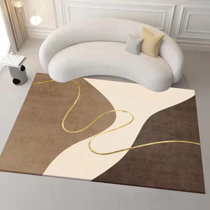 Light Orange Casual Rug Polyester Striped Rug Washable Indoor Rug for Home Decoration