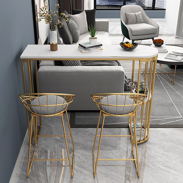 Industrial Bar Table Set 1/3 Pieces Stone Counter Table with Upholstered Stools