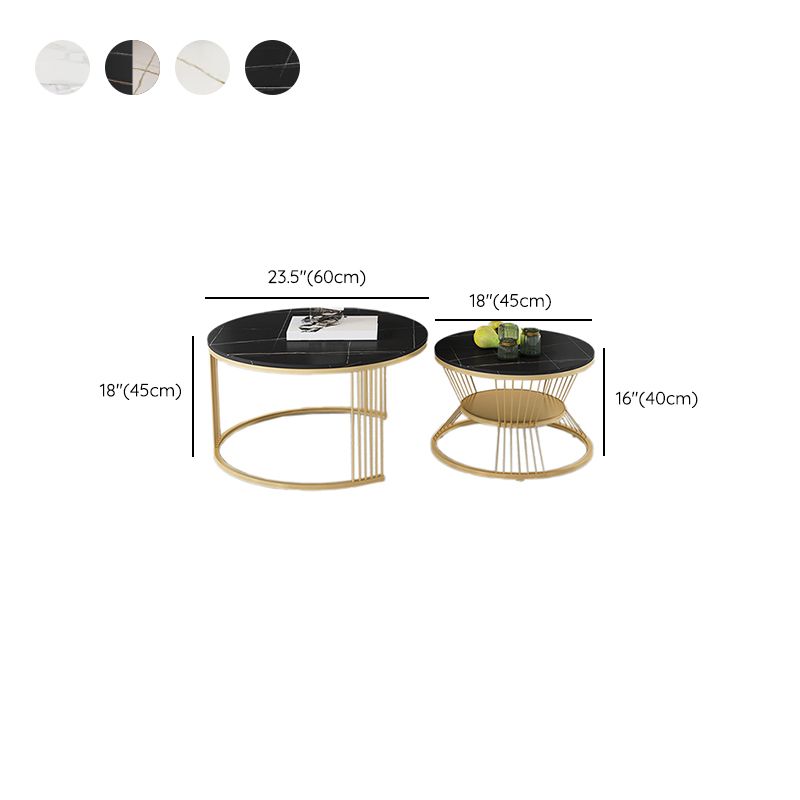 Slate Coffee Table Round Nesting Coffee Table Set for Living Room