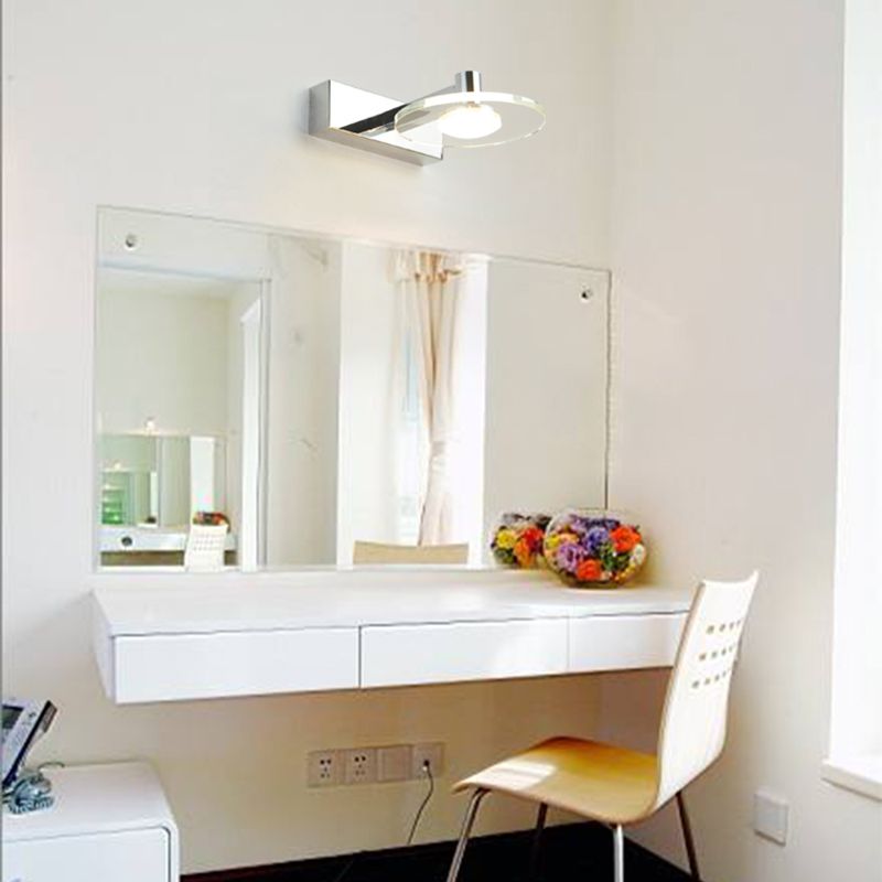 Modern Style Round LED Wall Lamp Crystal 1 Light Mirror Wall Lighting Ideas