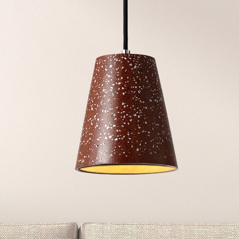 Concrete Cone Pendant Lighting Simplicity 1 Light Black/White/Brown Hanging Light