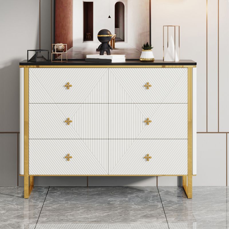 Glam Horizontal Double Dresser Stone Storage Chest Dresser for Bedroom