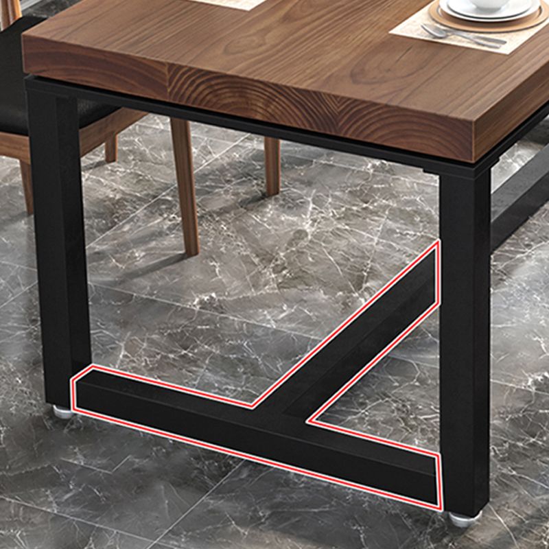 Industrial 1/2/5 Pieces Dining Set Rectangle Natural Trestle Dinette Set with Black Base