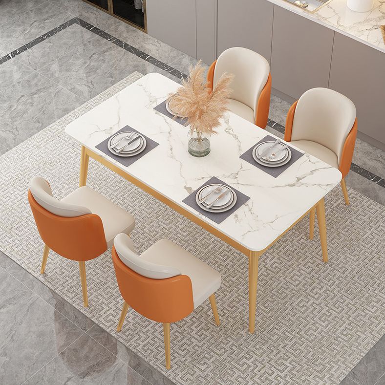 Traditional Luxury Dining Table Sintered Stone Dining Table with Metal Base