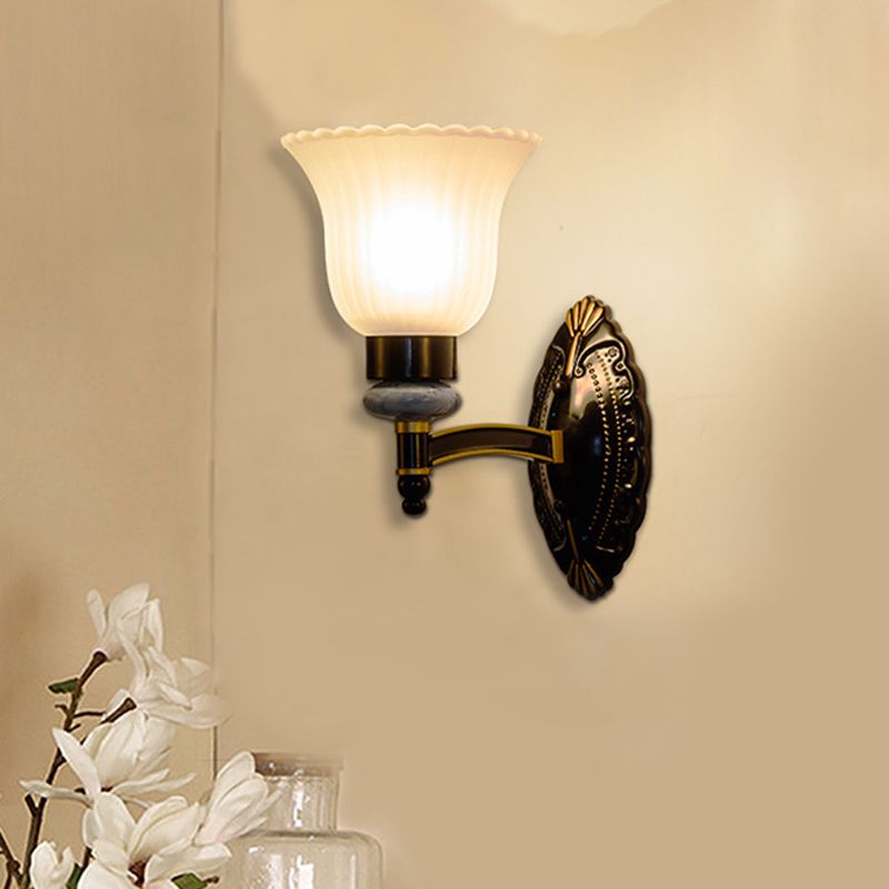 Lampada del monte a parete della campana di campagna 1/2 light Light Glass Sconce Lighting in nero