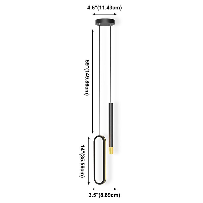 Modern Lighting Rectangle Shaped Black Metal Pendant Light 14W Led Drop Light